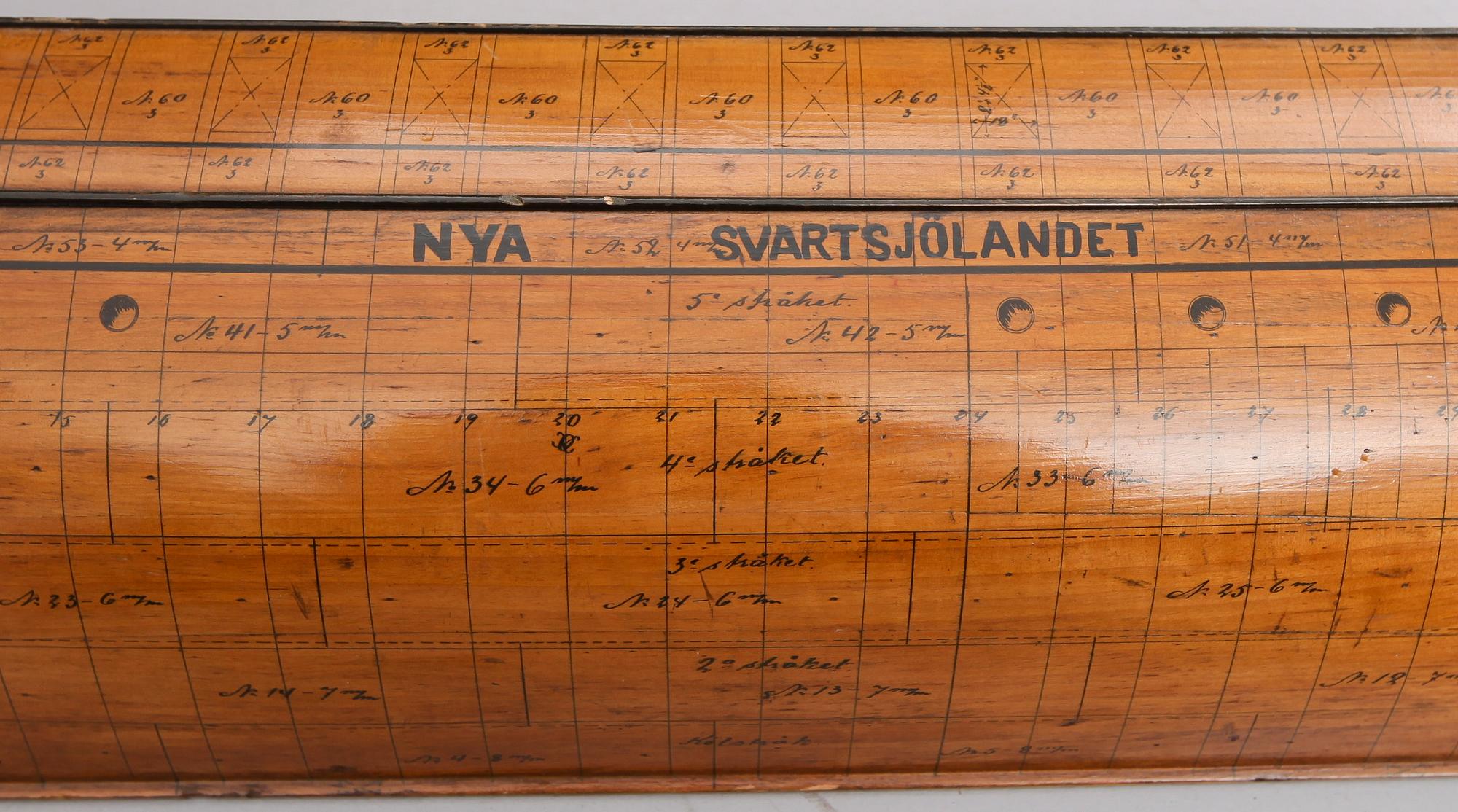 BÅTMODELL, trä, "Nya Svartsjölandet", Motala Verkstaden 1899.