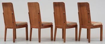 A set of four Axel Einar Hjorth 'Lovö' stained pine chairs, Nordiska Kompaniet.