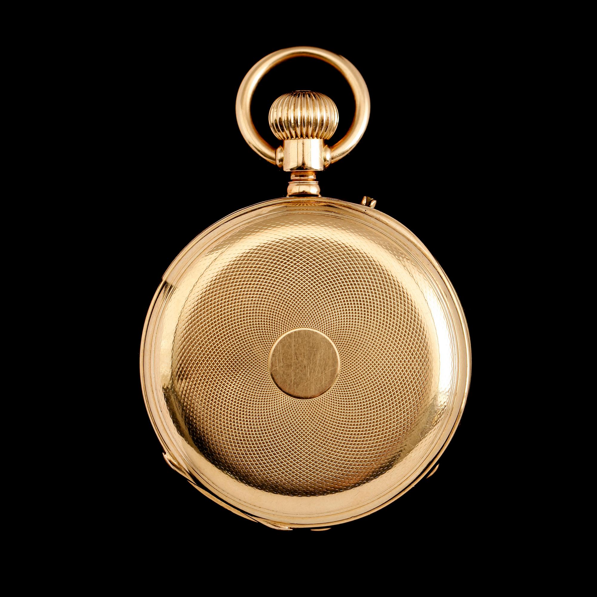 FICKUR, 18 k guld, omkring år 1900. Total vikt med urverk ca 78 gram.
