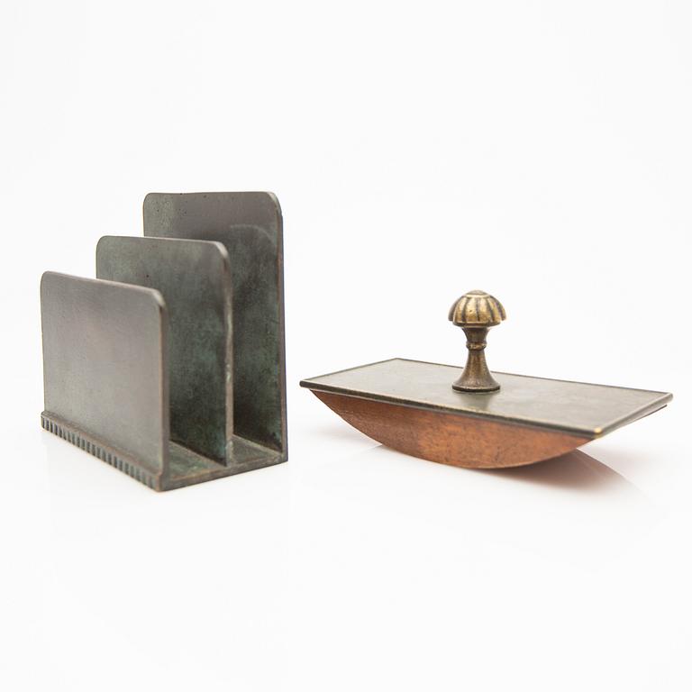 Ystad Bronze, desk set, 5 pieces, 20th century.