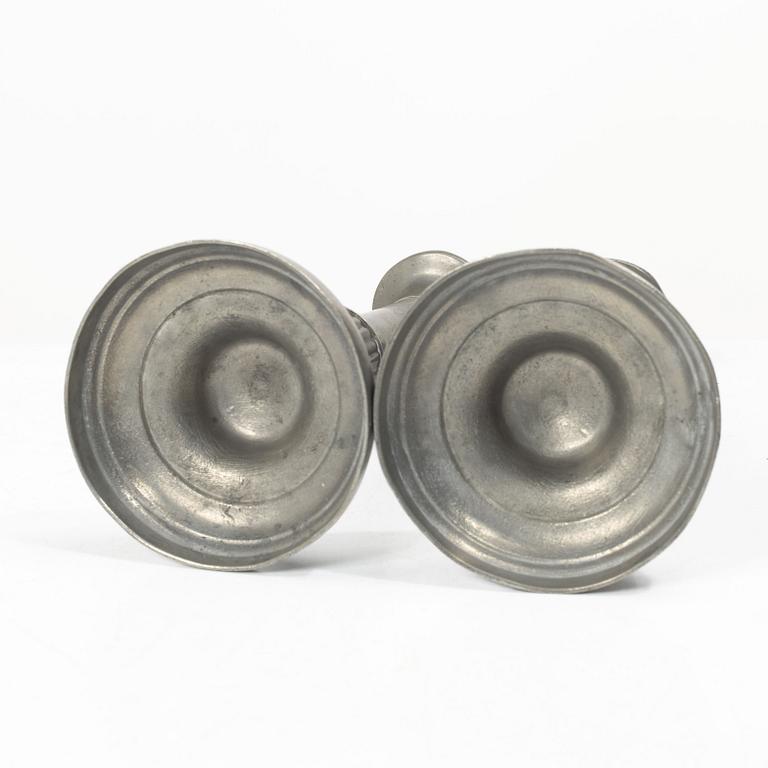 Candlesticks, a pair, pewter, Gustavian, 18th century.