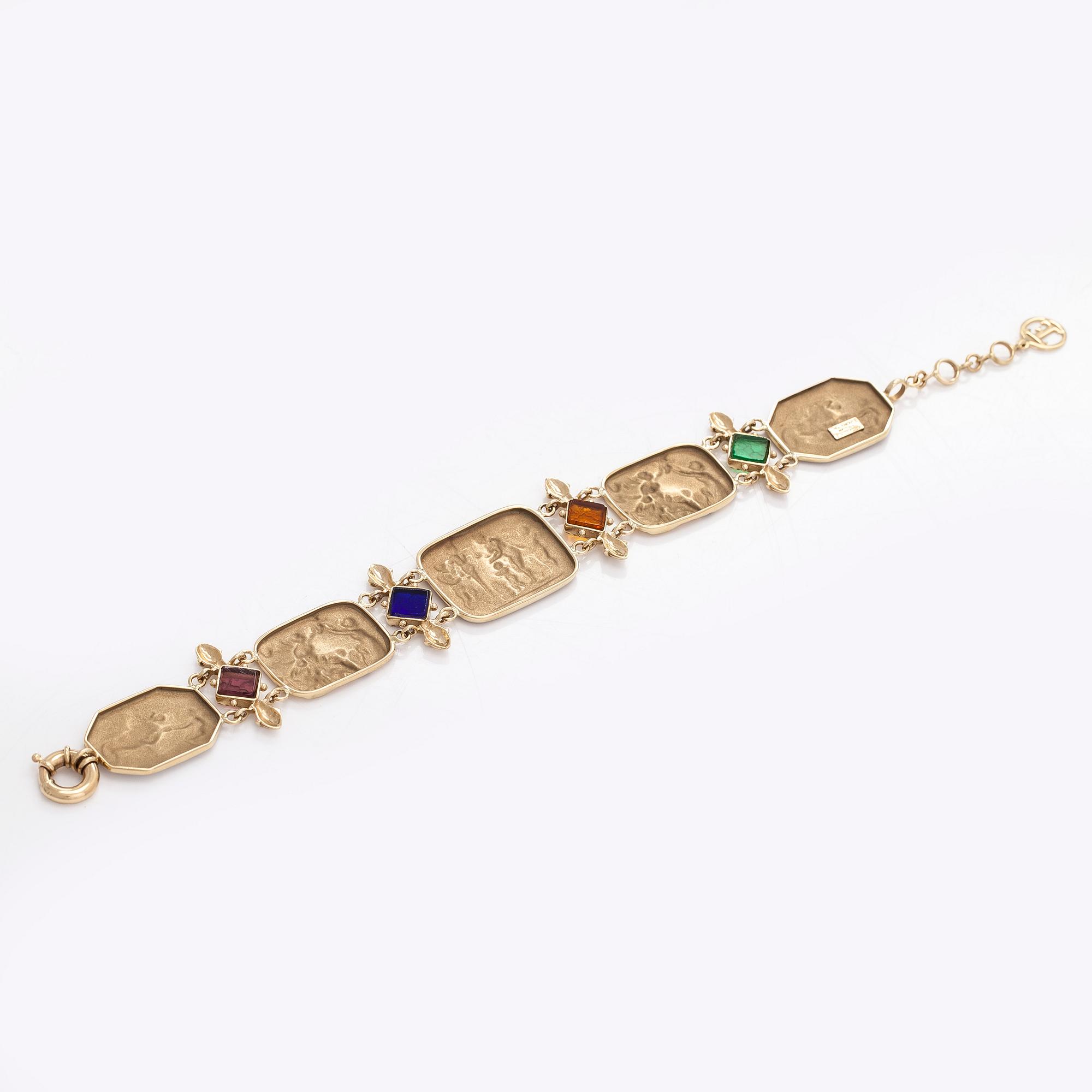 Tagliamonte, a 14K gold bracelet with glass intaglio, Italy.