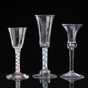 A group of six odd ale glasses, England, 18th Century.