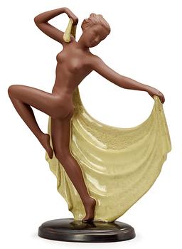 886. A Josef Lorenzl 'Andagio' glazed terracotta figure, Goldscheider, West Germany 1953-60.