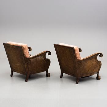 FÅTÖLJER, ett par, Chippendalestil, 1930/40-tal.