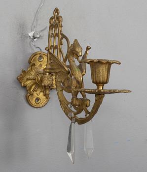 VÄGGLAMPETTER, gulmetall, 1900-talets början.