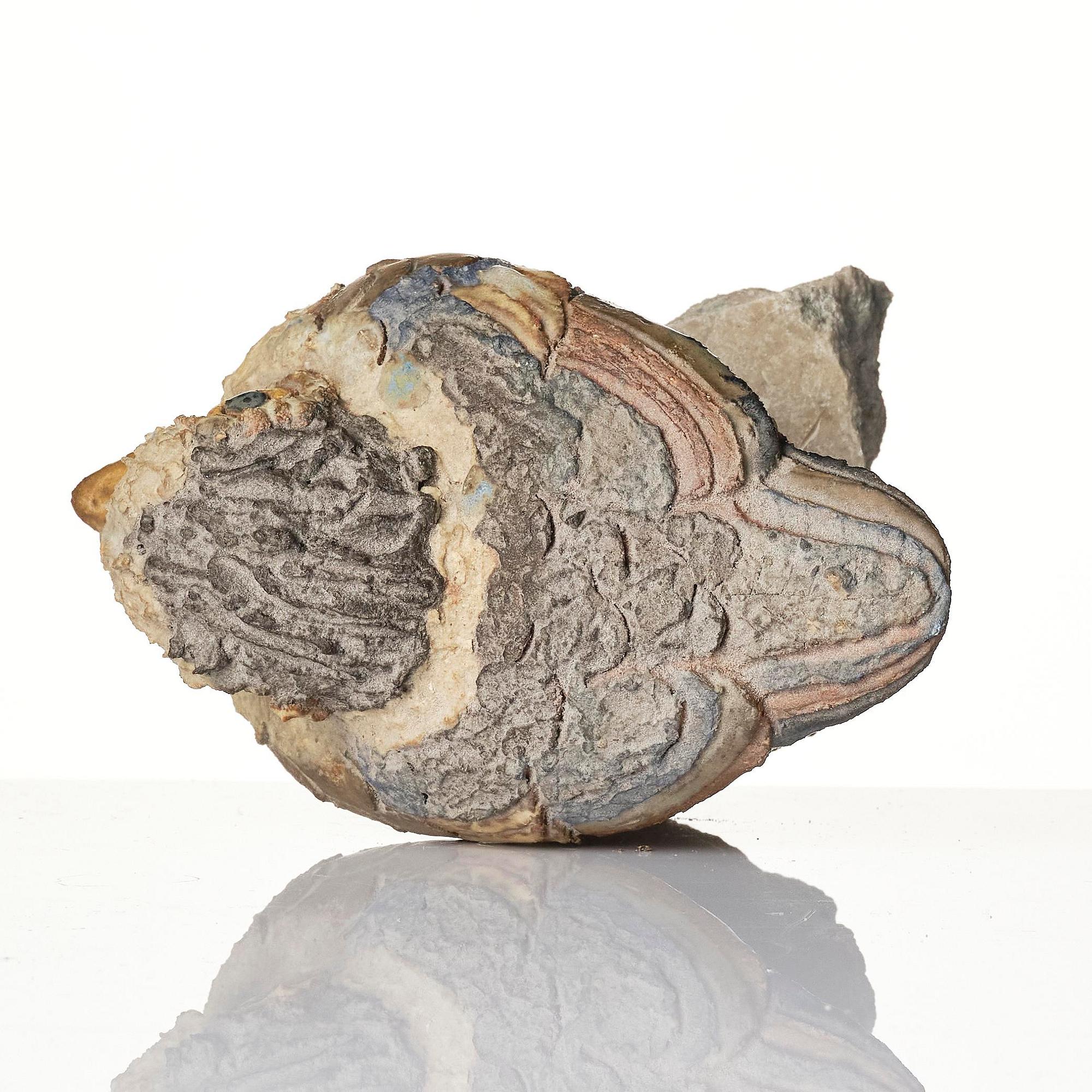Tyra Lundgren, a stoneware sculpture of a bird, own studio, Bredkvie, Gotland.