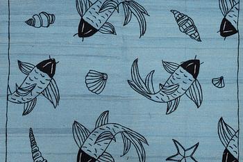 Rug, hand-embroidered Kelim, approx. 182 x 118 cm.