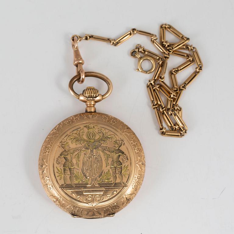 POCKET WATCH, 14K, 50,5 mm.