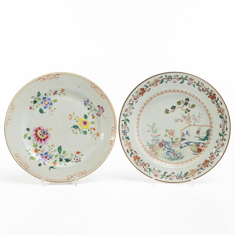 Six Famille Rose porcelain plates, China, Qianlong (1736-95).