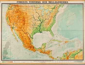 SKOLKARTA, "Förenta staterna och mellanamerika". 1900-talets mitt.