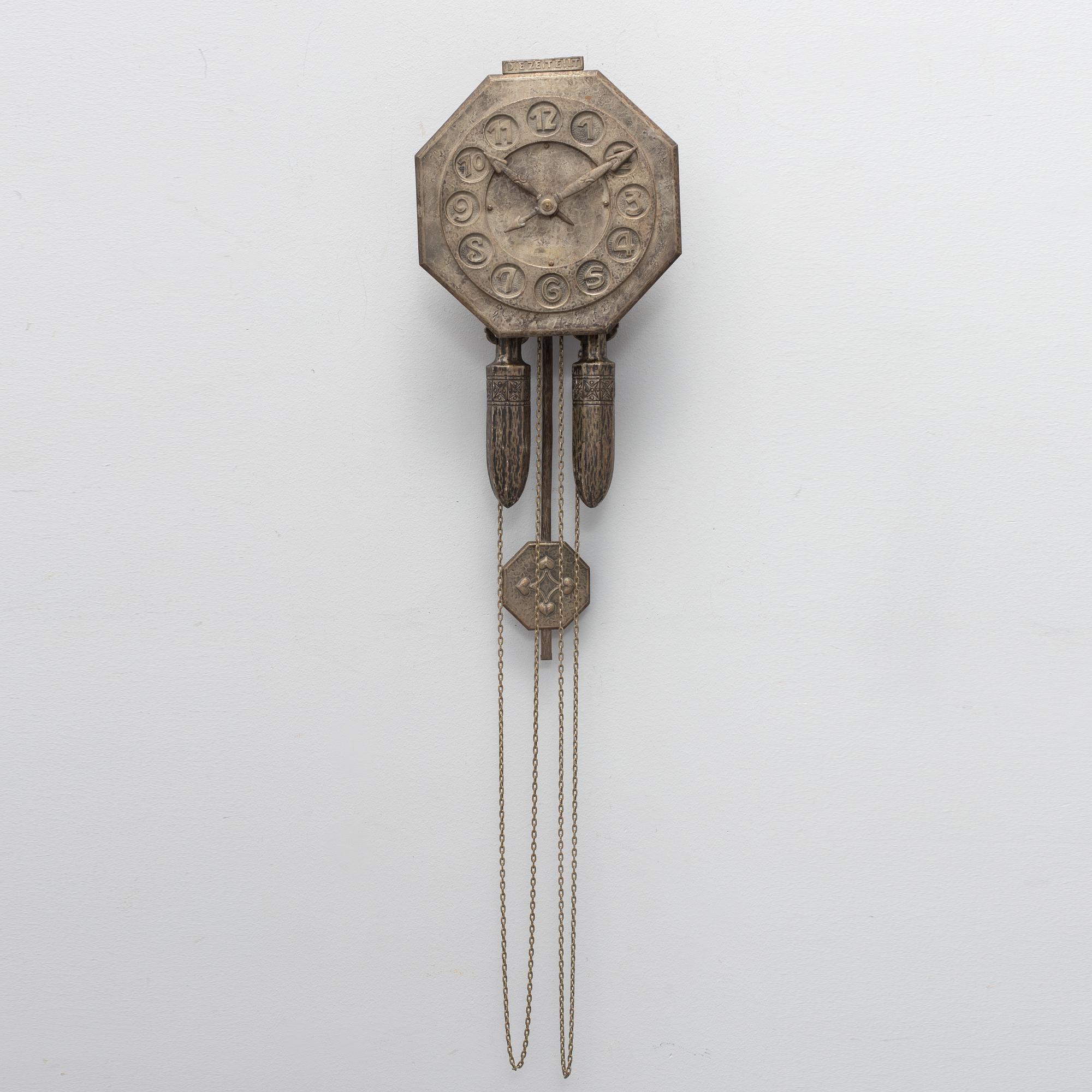A wallclock, Germany or Austria, art noveau, first quarter of the 20th century.
