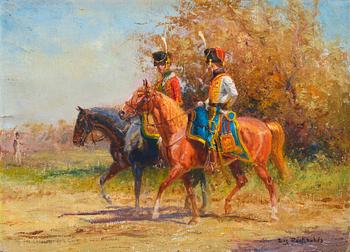 263. Eugène Péchaubes, RIDING SOLDIERS.