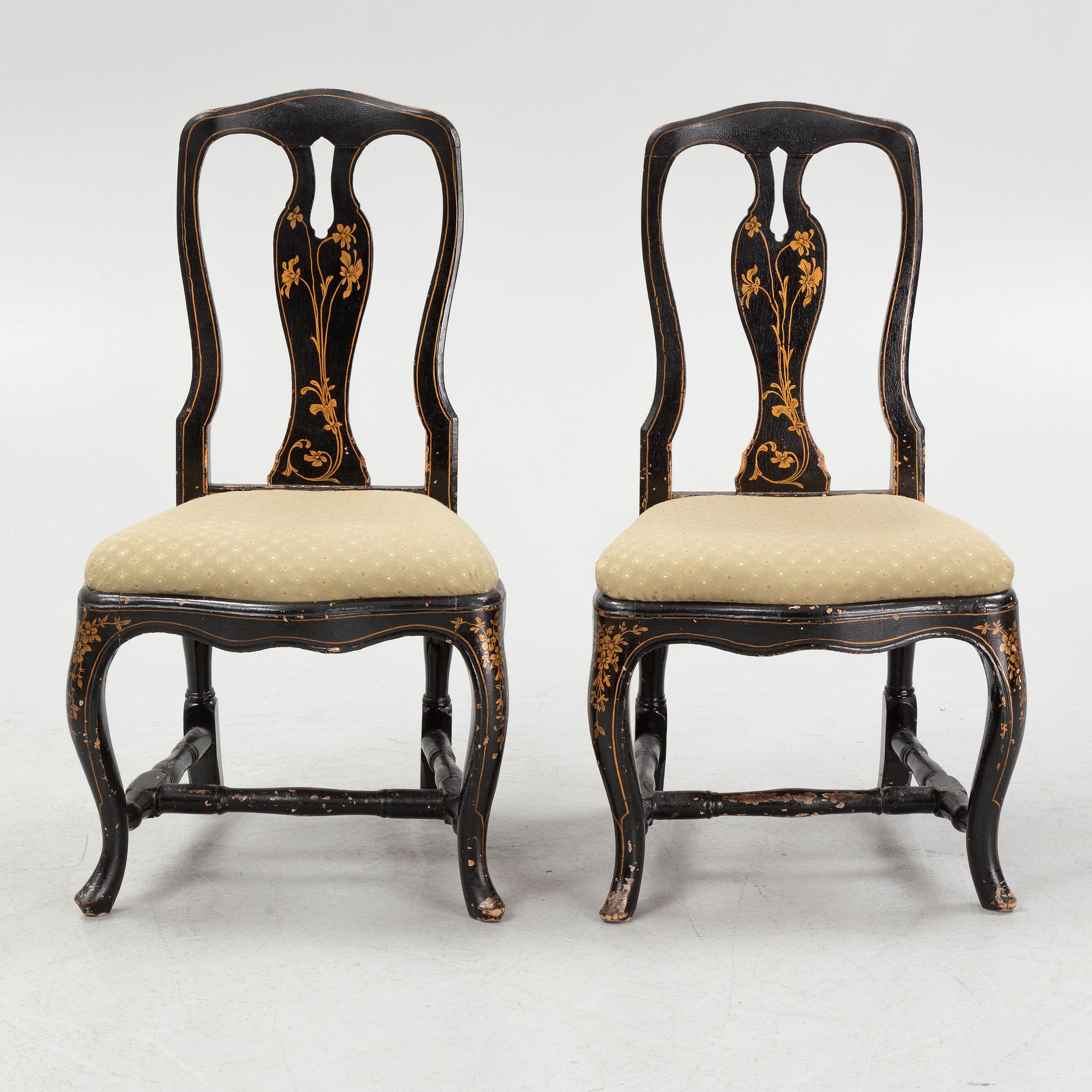 Stolar, ett par, rokoko, 1700-talets andra hälft.