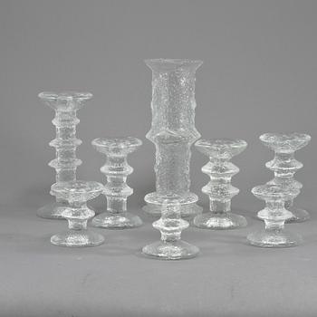 LJUSSTAKAR, 7 st, SAMT VAS, glas, "Festivo", Timo Sarpaneva, Iittala.