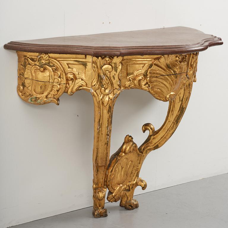 Konsolbord, troligen Danmark, 1700-talets andra hälft, Rokoko.