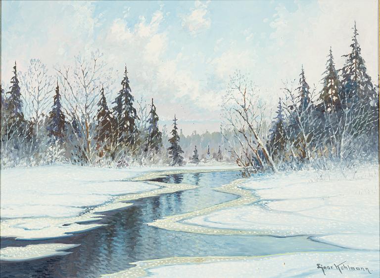 Ejnar Kohlmann, Vinterlandskap med frusen sjö.