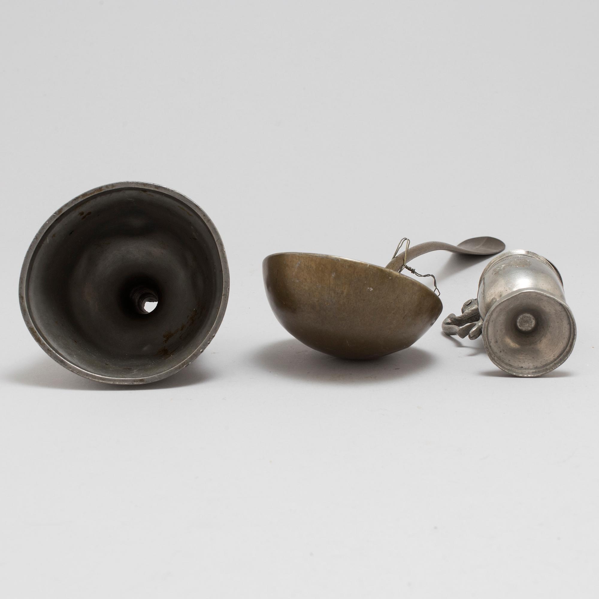 Three 18th/19th century pewter items.