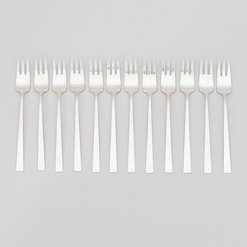 Bertel Gardberg, a 110-piece set of "Birgitta" silver cutlery, marked BG, Hopeatehdas oy, Helsinki 1956-65.