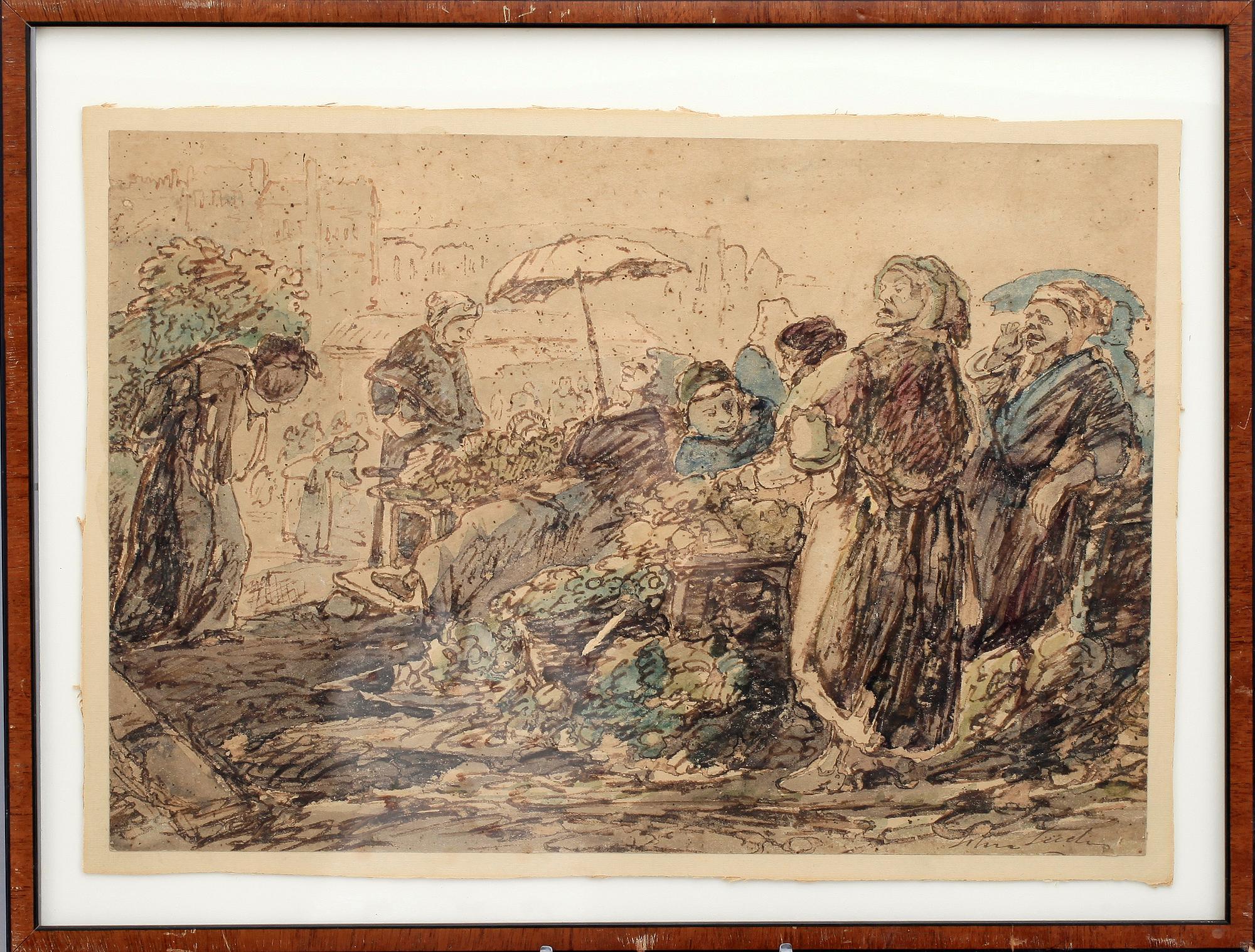 JOHN LEECH, hans art. Tuschteckning, bär signatur.