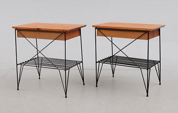 SÄNGBORD, 2 st snarlika, 1950-tal.