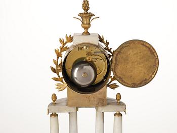 A late Gustavian ormolu and marble portico clock by P. Strengberg (active in Stockholm and Mariefred 1802-31).