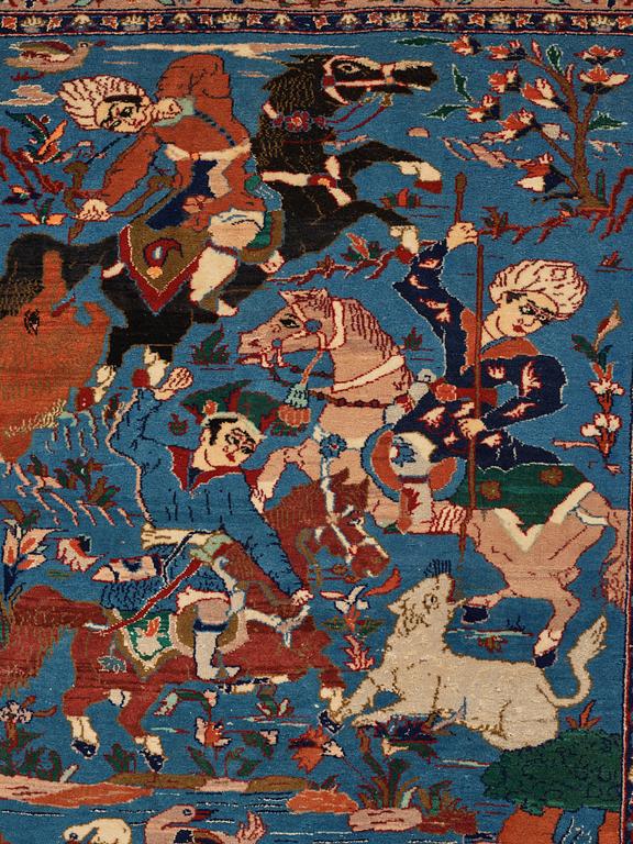 A rug, Old Esfahan, part silk, ca 87 x 75 cm.
