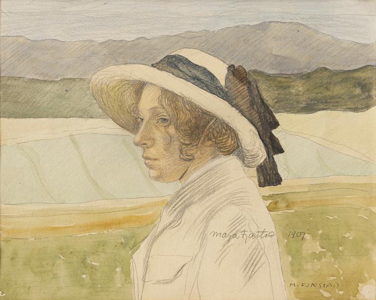 Maja Fjaestad, Portrait of Maja Hallén, née Lindström (the artist's sister).