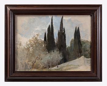 Helene Schjerfbeck, "Cypresser, Fiesole" (Cypresses, Fiesole).