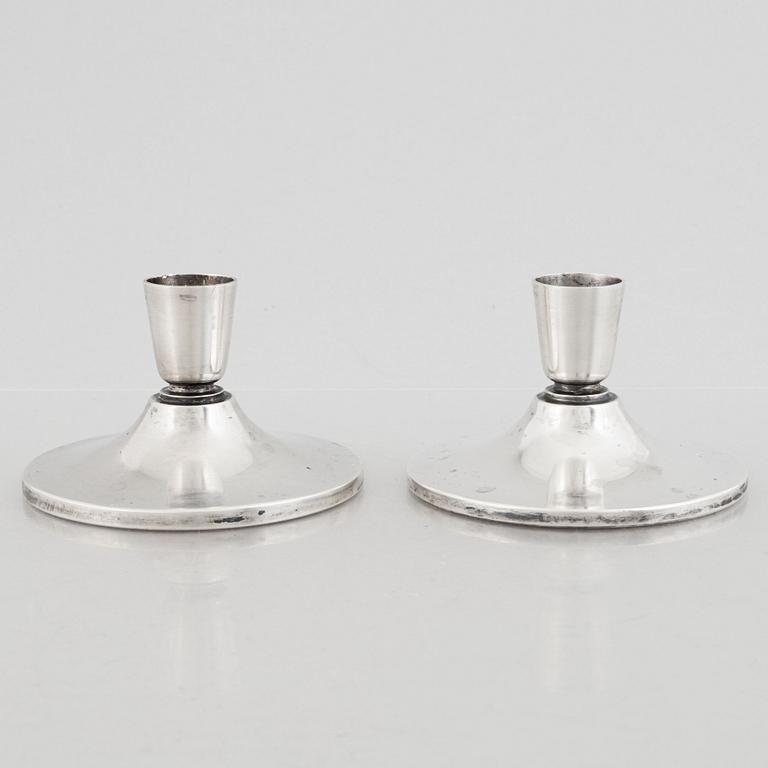 A pair of Swedish silver candlesticks, marks of Atelier Borgila, Stockholm 1963.