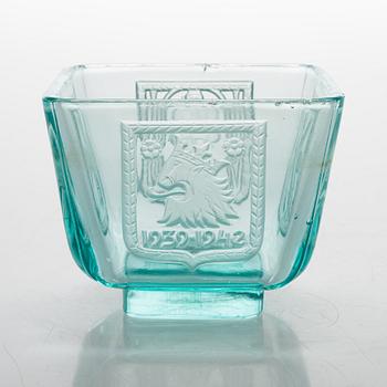 Antti Salmenlinna, malja, "Mottimalja" Riihimäen Lasi Oy 1940-luku.