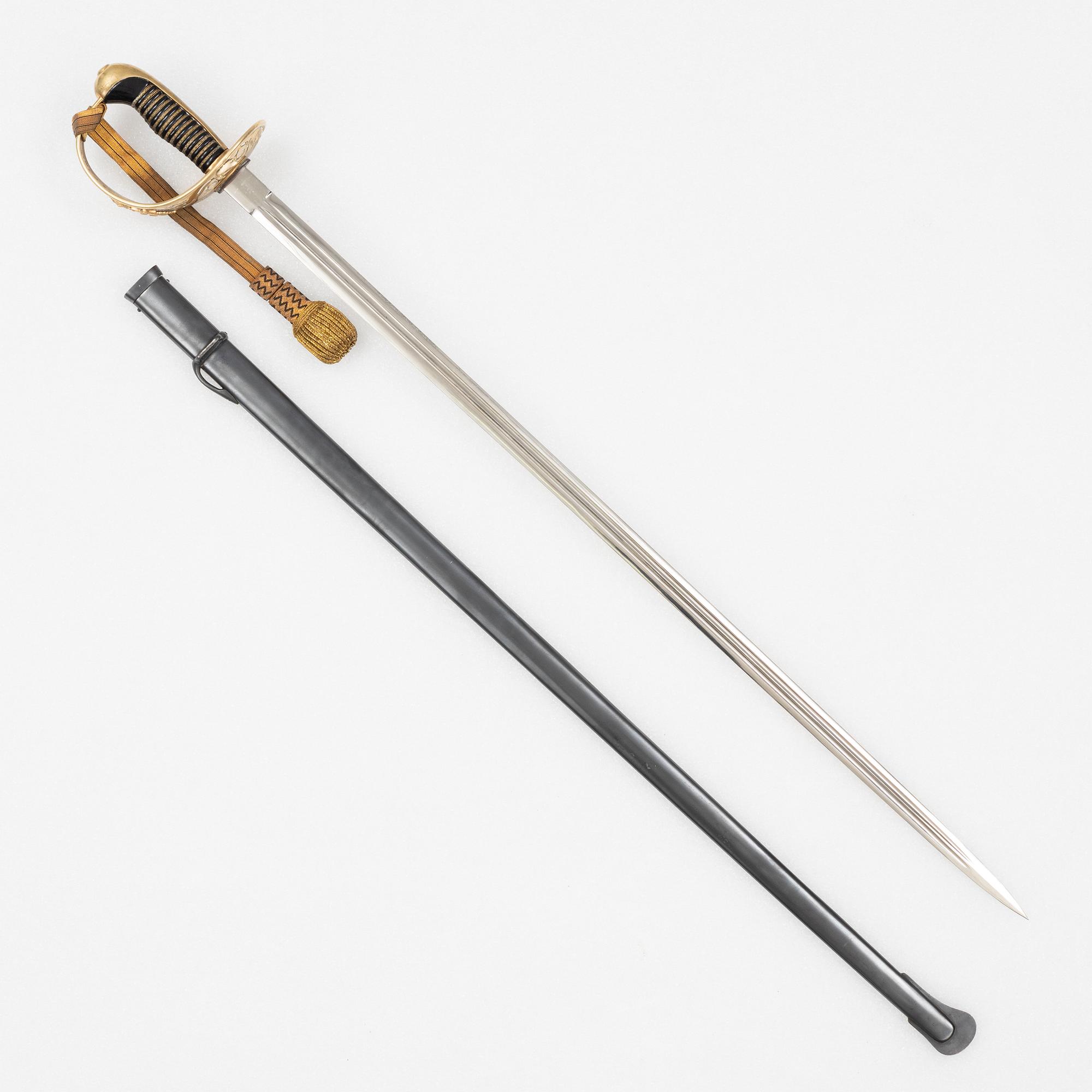 A Swedish cavalry officer's sword, 1893 pattern, with scabbard.