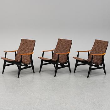 A set of three 1950's easy chairs.