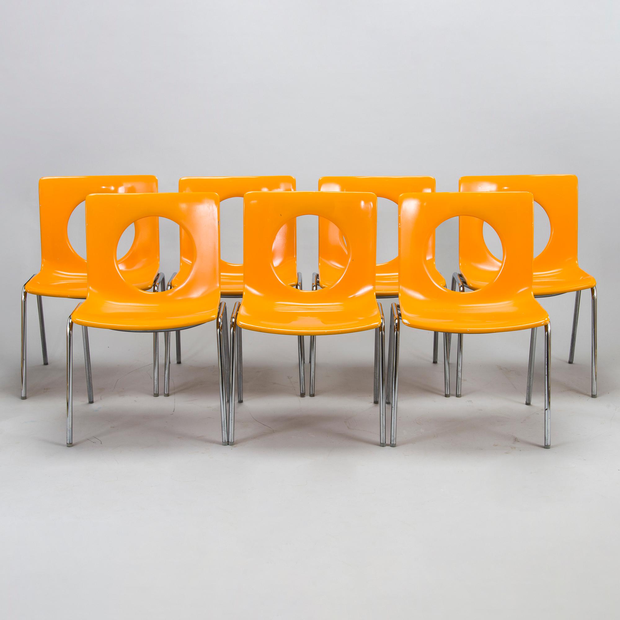 Carl Gustaf Hiort af Ornäs, stolar, 7 st, "Afo-Seat 2001", Hiort af Ornäs, SOK Rauman Tehtaat. Modellen formgiven 1971.