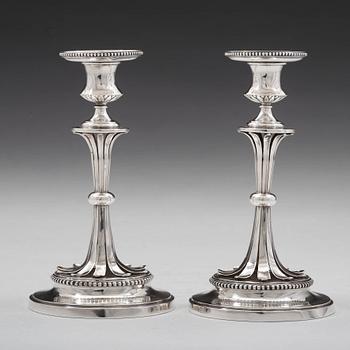 A pair of Swedish 18th century silver candlesticks, mark of Arvid Floberg, Stockholm 1788.