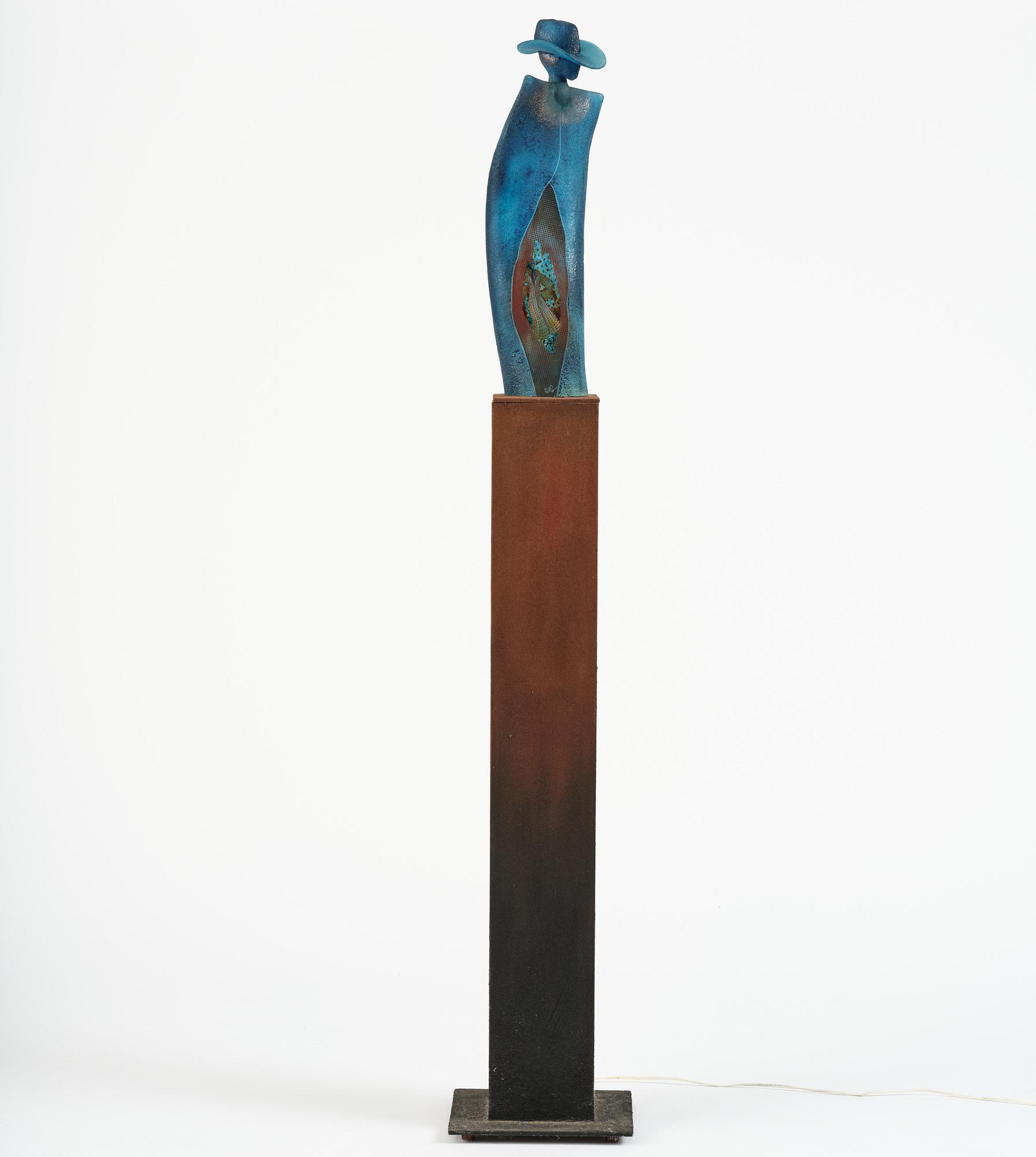 Kjell Engman, a unique glass sculpture 'Man in Trenchcaot' from the series "Catwalk", Kosta Boda, Sweden.