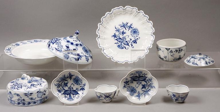 PARTI PORSLIN, 5 delar, mest Meissen, 1800/1900-tal.