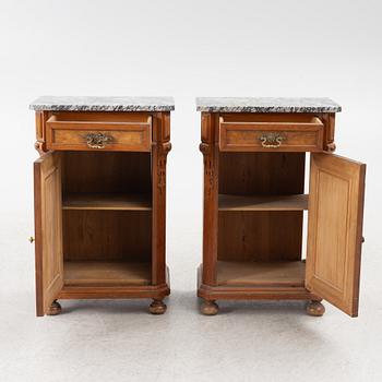 Bedside tables/cabinets, a pair, Neo-Renaissance, late 19th century.