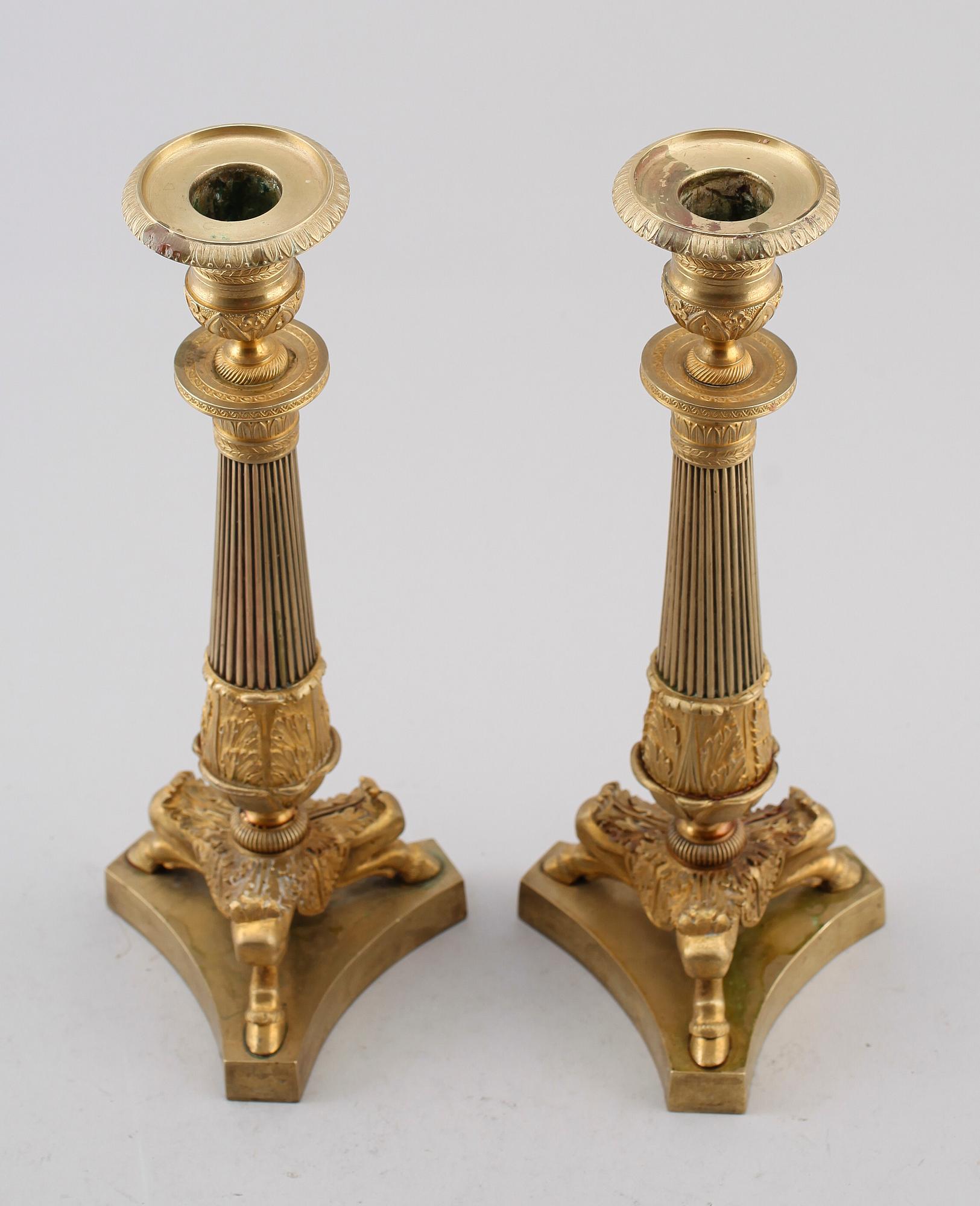 LJUSSTAKAR, 1 par, empirestil, 1800-tal.