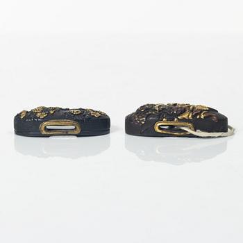 Fuchi och kashira, två par, Japan, Meji.
