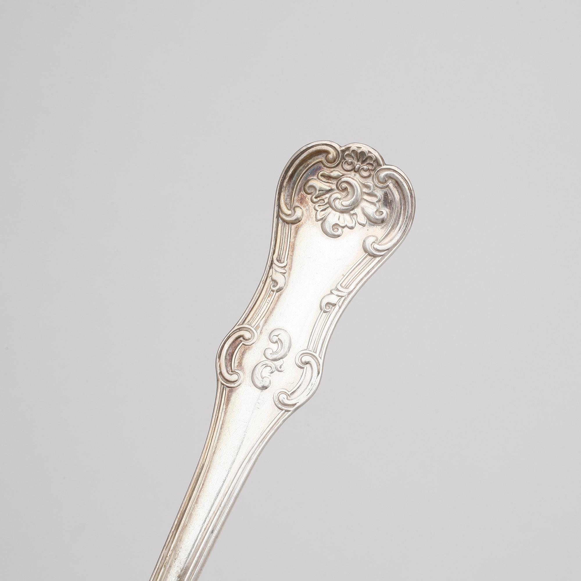 SKEDAR, 12+6 delar, silver, Larson & Co, Göteborg, 1860-tal. Totalvikt ca1200g.