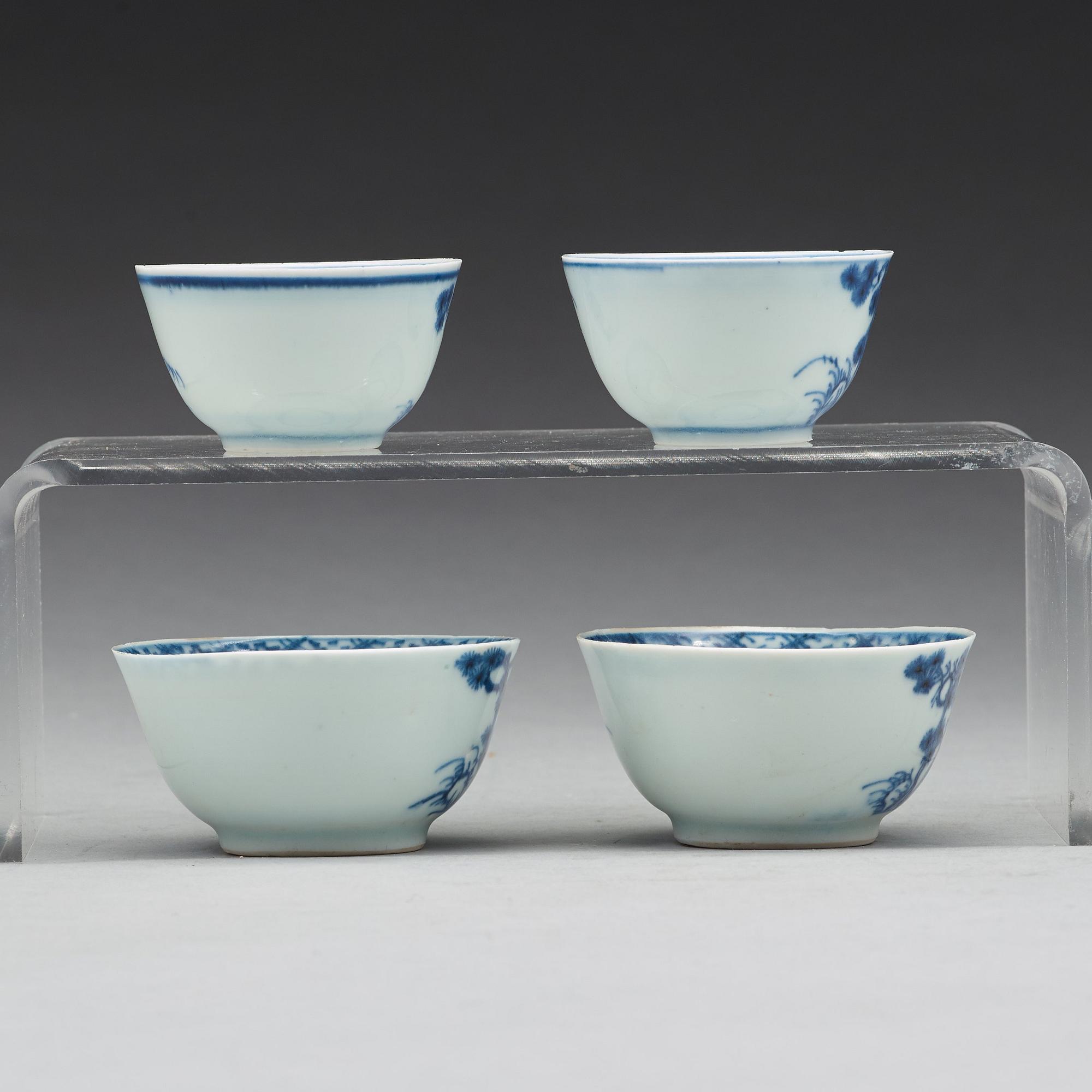 A set of four cups with stands, Qing dynasty, Qianlong (1736-95).