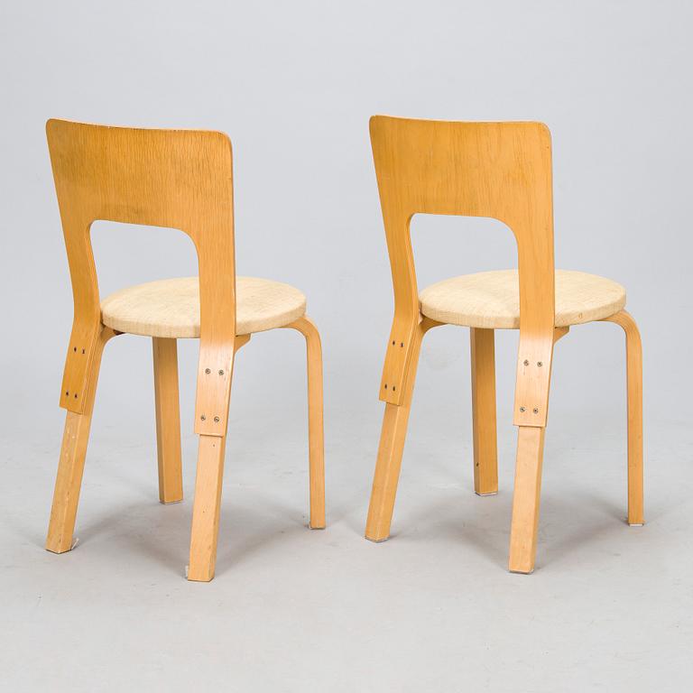 Alvar Aalto, tuoleja, 4 kpl, malli 66 Artek 1980-luku.