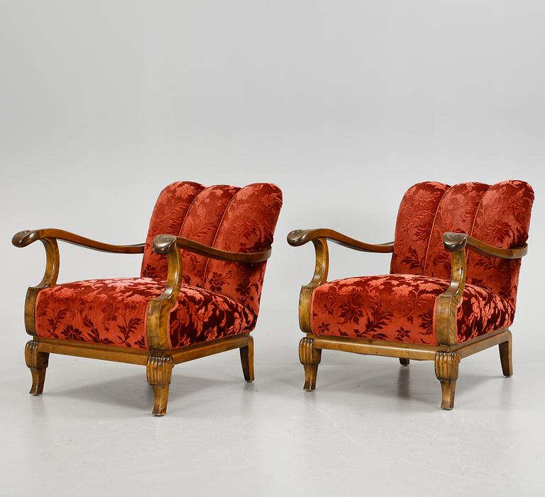 FÅTÖLJER, ett par, art deco, 1920/30-tal.