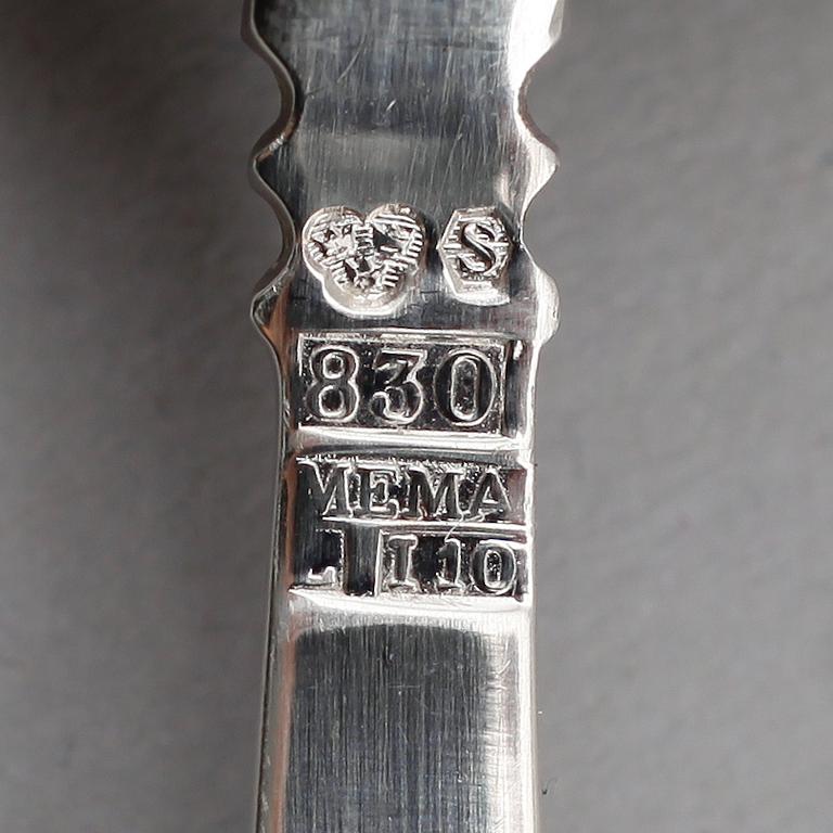 BESTICK, 54 delar, silver, "Paris", Claes E Giertha, Mema. Vikt ca 1887 gram.