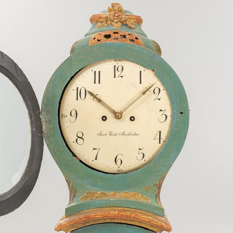 A rococo painted longcase clock by Jacob Kock (Royal clockmaker 1762-1803).