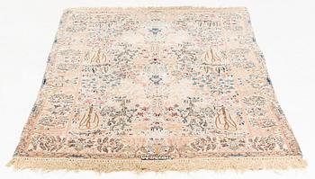 A semi-antique pictoral, part silk, Nain rug, signed by Pahlevan Motefai, ca ca 172 x 101 cm.