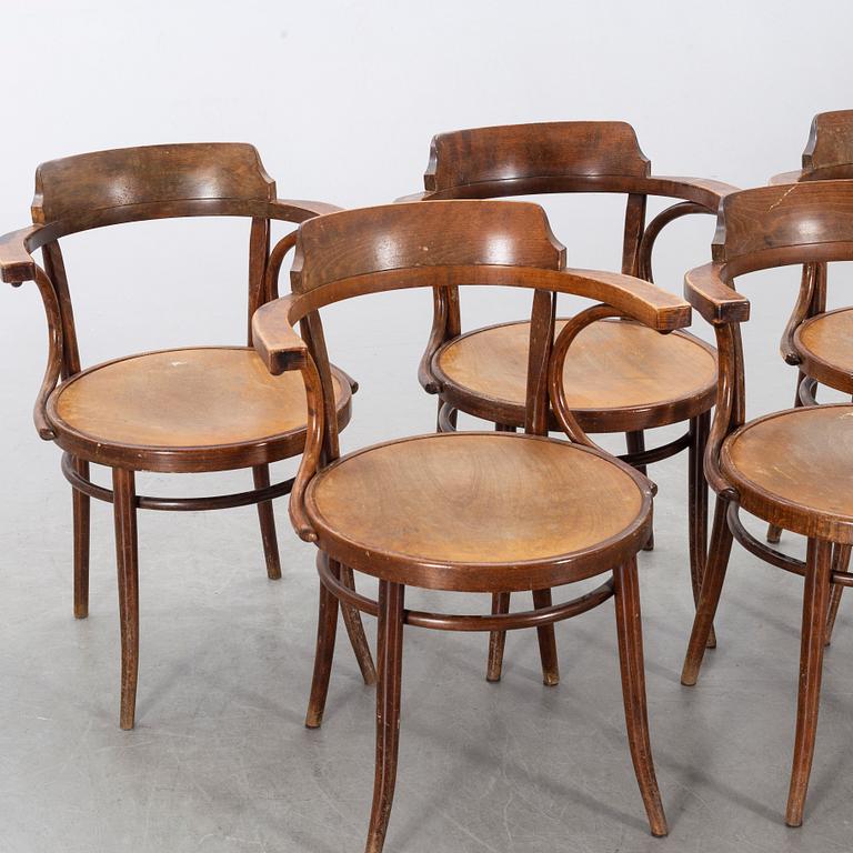 FIVE DREVOUNIA BENTWOOD  CHAIRS MID 20TH CENTURY.