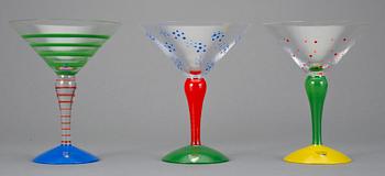 COCKTAILGLAS, 6 stycken, "Clown", Anne Nilsson, Orrefors, signerade.