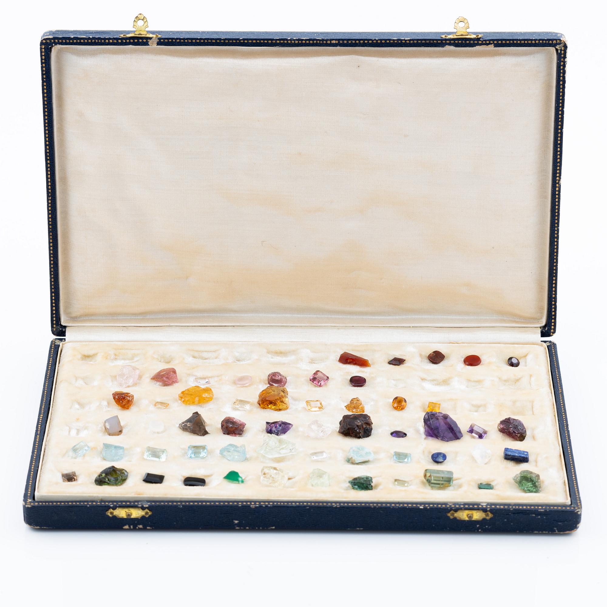 A case with 56 loose gemstones.